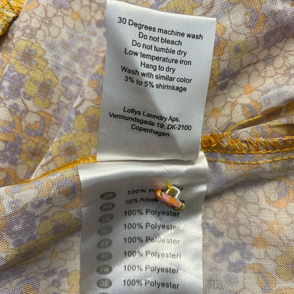 Lollys Laundry Godwin Floral Midi Dress Yellow Multicolor Size Large Pit 21 - Picture 14 of 17